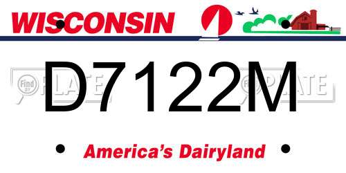 D7122M Wisconsin License Plate