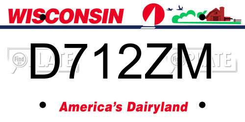 D712ZM Wisconsin License Plate