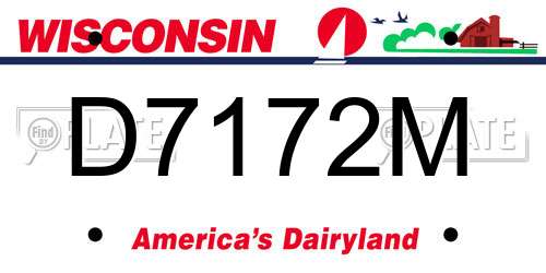 D7172M Wisconsin License Plate
