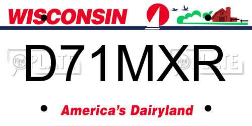 D71MXR Wisconsin License Plate
