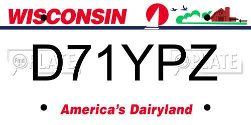 D71YPZ Wisconsin License Plate