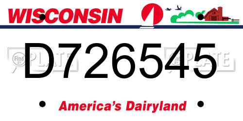 D726545 Wisconsin License Plate