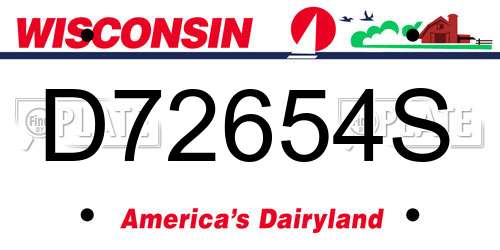 D72654S Wisconsin License Plate