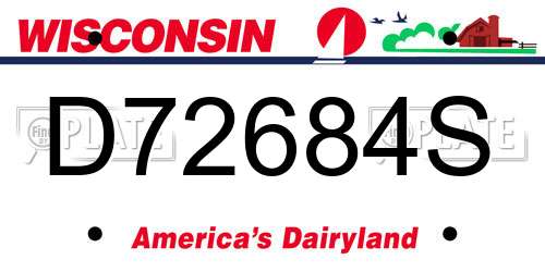D72684S Wisconsin License Plate
