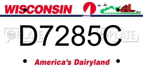 D7285C Wisconsin License Plate