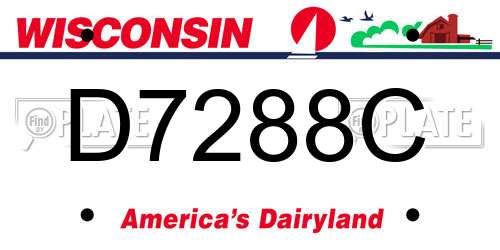 D7288C Wisconsin License Plate