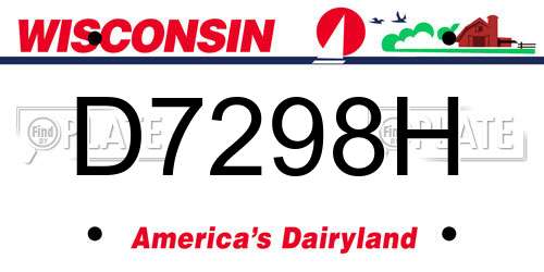 D7298H Wisconsin License Plate