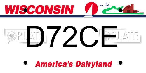 D72CE Wisconsin License Plate