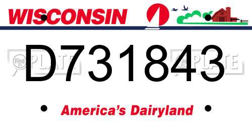 D731843 Wisconsin License Plate