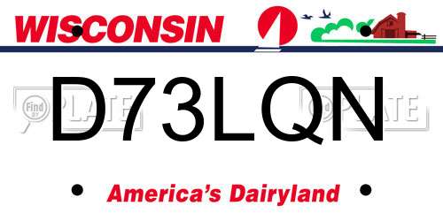 D73LQN Wisconsin License Plate