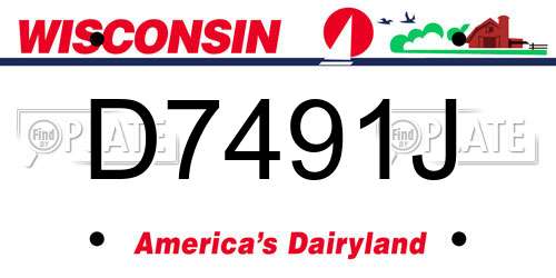 D7491J Wisconsin License Plate
