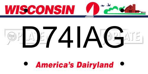 D74IAG Wisconsin License Plate