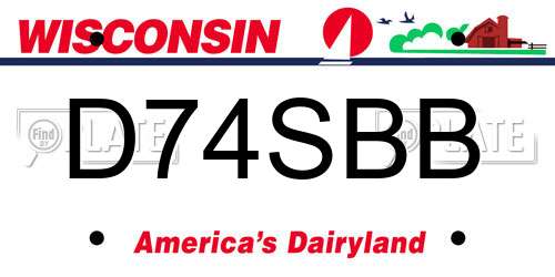 D74SBB Wisconsin License Plate