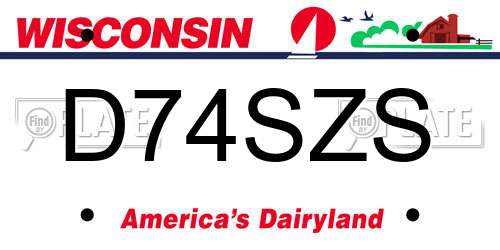 D74SZS Wisconsin License Plate