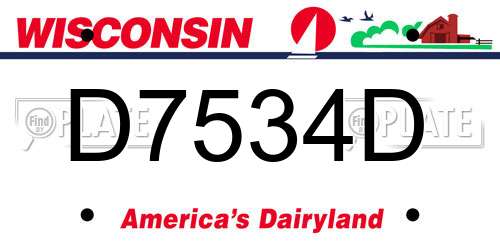 D7534D Wisconsin License Plate