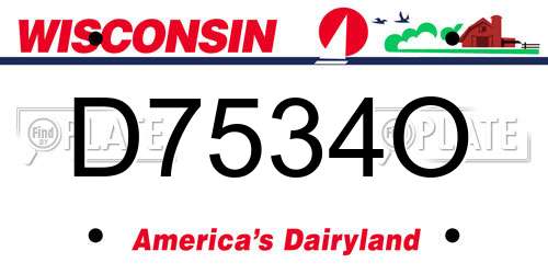 D7534O Wisconsin License Plate