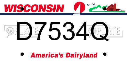 D7534Q Wisconsin License Plate