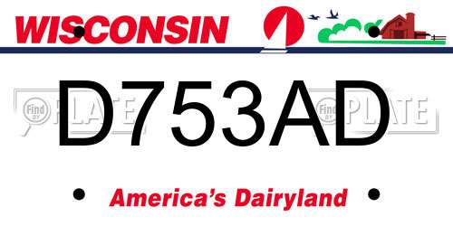 D753AD Wisconsin License Plate