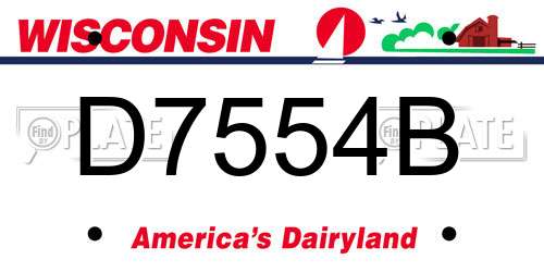 D7554B Wisconsin License Plate