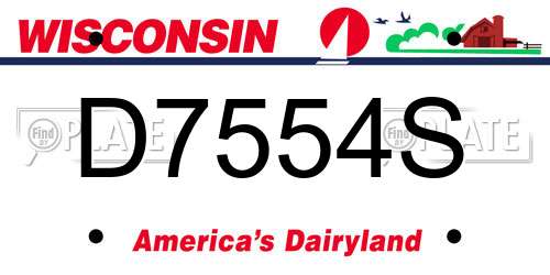 D7554S Wisconsin License Plate