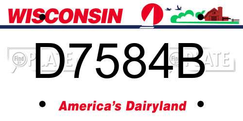 D7584B Wisconsin License Plate