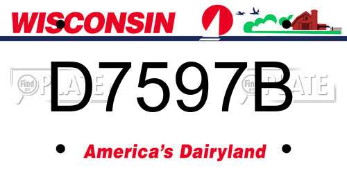 D7597B Wisconsin License Plate