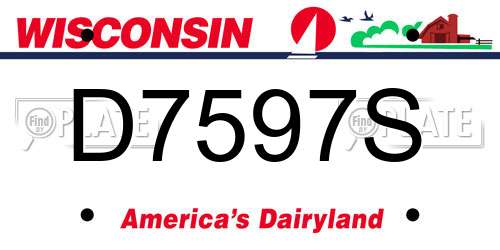 D7597S Wisconsin License Plate