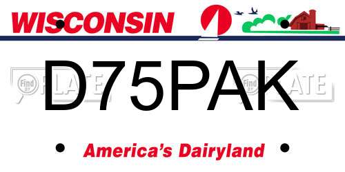 D75PAK Wisconsin License Plate