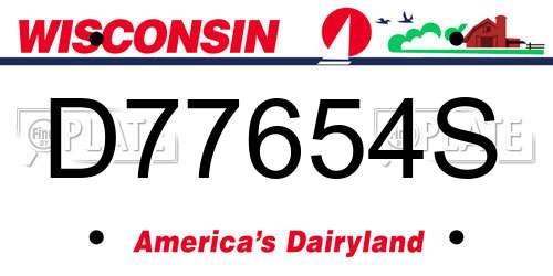 D77654S Wisconsin License Plate