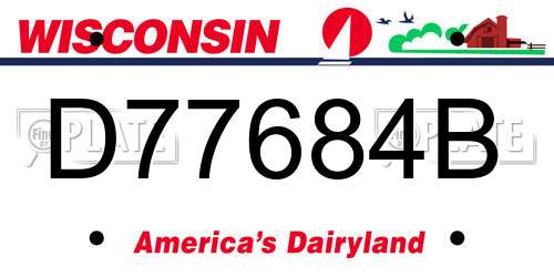 D77684B Wisconsin License Plate