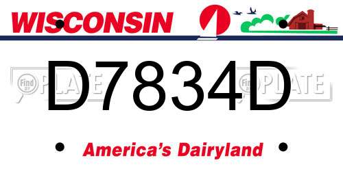 D7834D Wisconsin License Plate