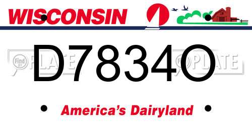 D7834O Wisconsin License Plate