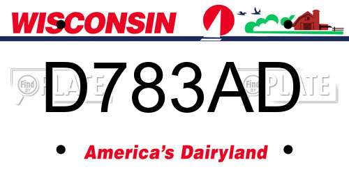 D783AD Wisconsin License Plate