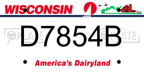 D7854B Wisconsin License Plate