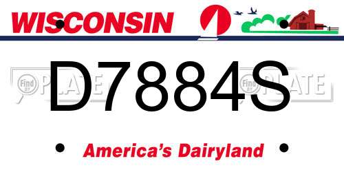 D7884S Wisconsin License Plate