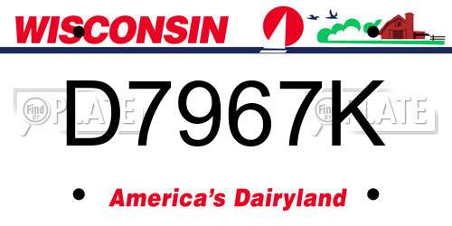 D7967K Wisconsin License Plate