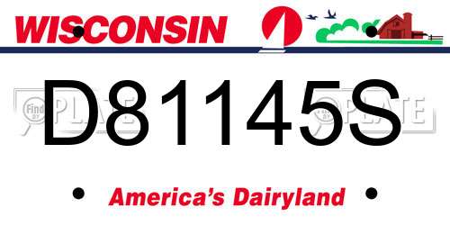 D81145S Wisconsin License Plate