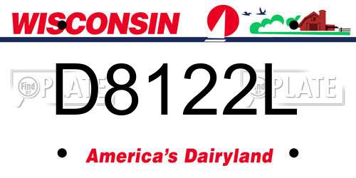 D8122L Wisconsin License Plate