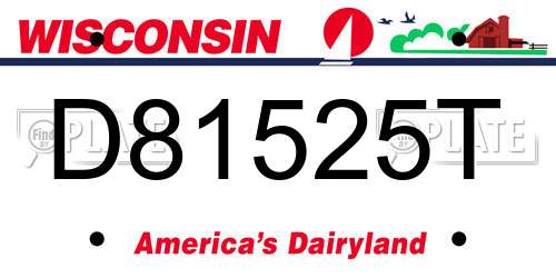 D81525T Wisconsin License Plate