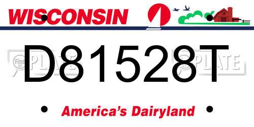 D81528T Wisconsin License Plate