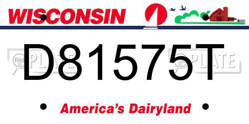 D81575T Wisconsin License Plate