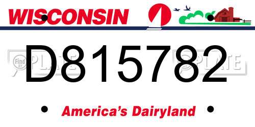 D815782 Wisconsin License Plate