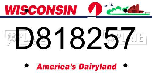 D818257 Wisconsin License Plate