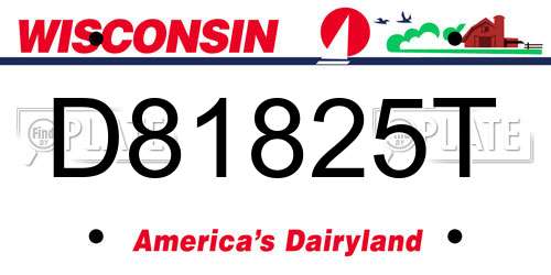 D81825T Wisconsin License Plate