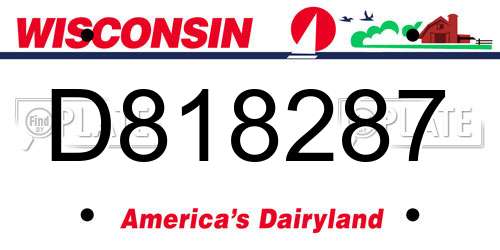 D818287 Wisconsin License Plate