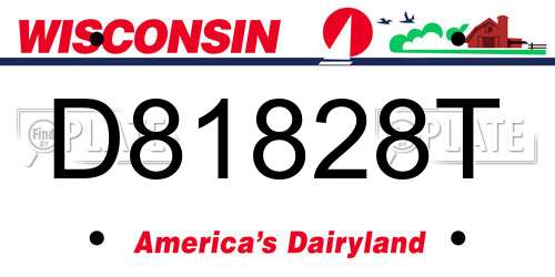 D81828T Wisconsin License Plate