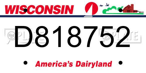D818752 Wisconsin License Plate