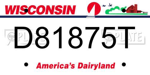 D81875T Wisconsin License Plate