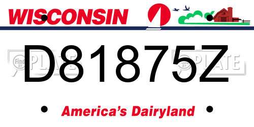 D81875Z Wisconsin License Plate