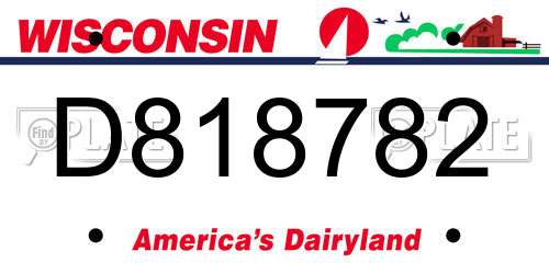 D818782 Wisconsin License Plate